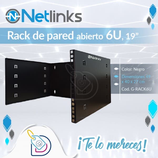 RACK de pared abierto 6U, 19 pulgadas - Cod. G-RACK6U